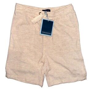 Andy & Evan Boys 8 Beige Linen Blend Pull-On Drawstring Shorts Elastic Waist NWT